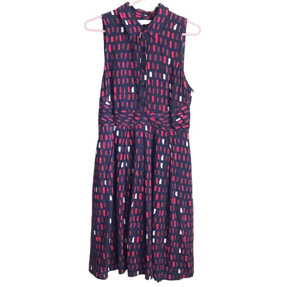 Anthropologie 11 1 Tylho Brynn Shirt Dress in Navy Blue Geo Print M